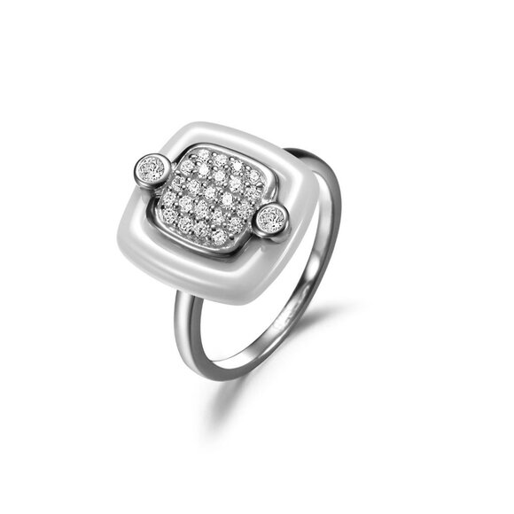 Elegant Sterling Silver and Ceramic Ring - Picture 3 of 4